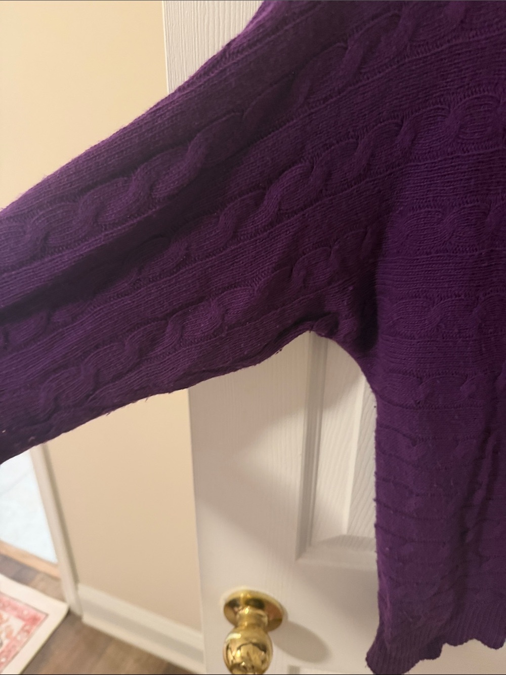 Lauren Ralph Lauren Petite Purple Cable Knit Boatneck Cashmere Blend Sweater PM - Picture 4 of 4
